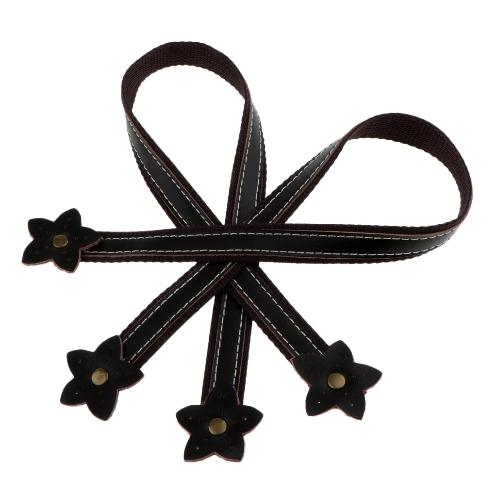 2 Pieces Flower Design Genuine Leather Canvas Tote Bag Strap Handle Holder Replacement
