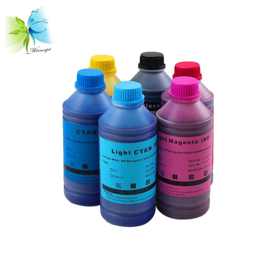

Winnerjet 1000ML per bottle WINNERJET 6 colors dye ink for Hp Designjet 5000 5000PS 5500 5500PS printer replacement ink