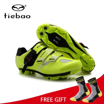 

Tiebao Cycling Shoes Bicycle Racing Sports Mountain MTB Cycling Shoes Breathable Athletic MTB Road Bike Auto-Lock Shoes