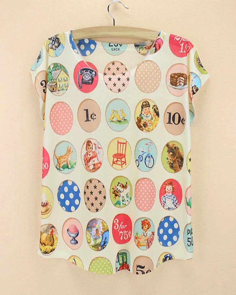 Low price sale women print t shirt 2015 fashion design top tees girls