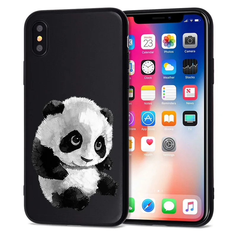 Чехол для iPhone 11 Pro, чехол для iPhone 5, 5S, 6, 6 S, 7, 8 Plus, X, XS, Max, Panda, черный чехол для iPhone 7, чехол из мягкого ТПУ для iPhone XR, чехол