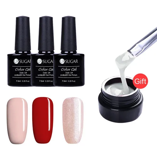 set3 Купите 3 получить 1 подарок UR SUGAR серии УФ-лак для ногтей 7,5 мл Белый Черный Гель для ногтей с гель-Хамелеон набор - Цвет: set3