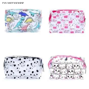 

THINKTHENDO Cute Clear Transparent Plastic PVC Travel Makeup Cosmetic Toiletry Zip Bag Handbag Fashion New Hot