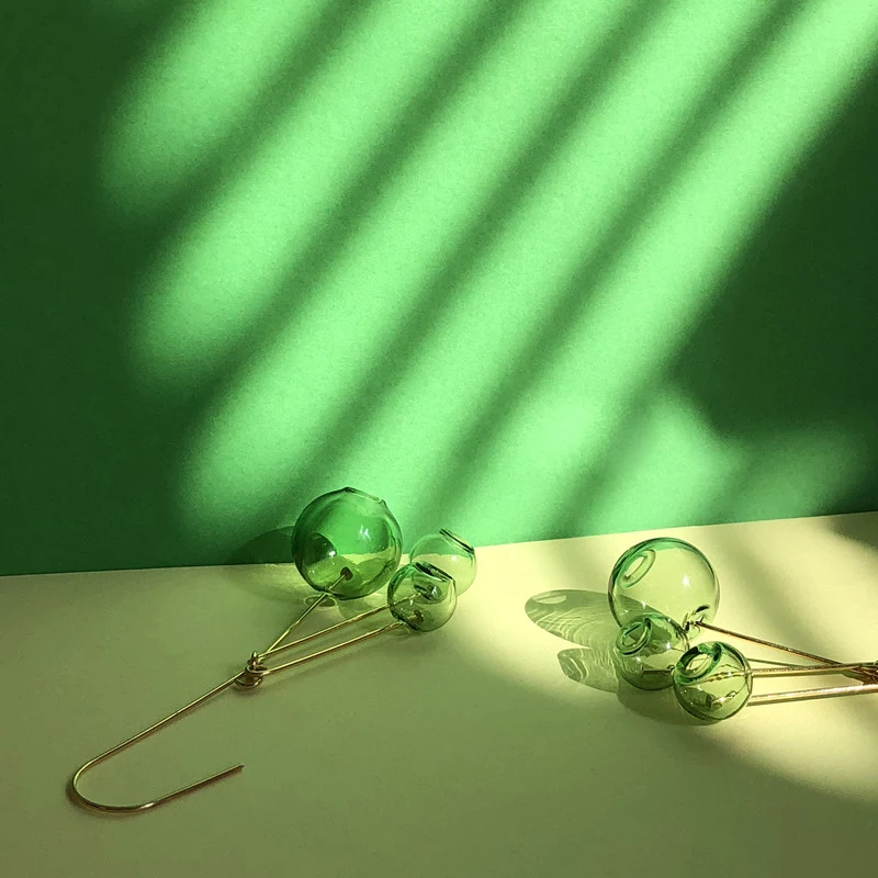 Cos Store Fresh Green Bubble Hook Earrings For Women Summer Style Glass Ball Dangle Earrings Korean Drop Earrings Femme