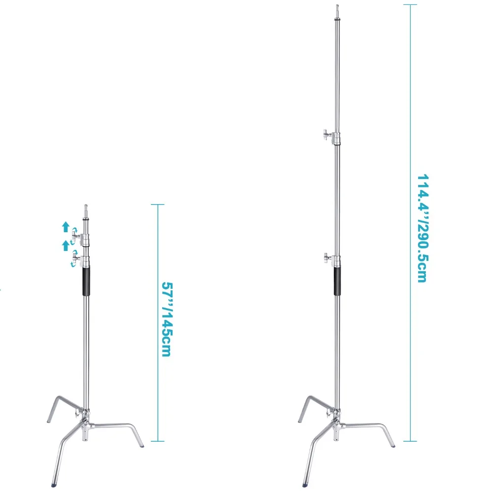 Neewer Stainless Steel Heavy Duty C-Stand 5-10 feet/1.5-3 meters Adjustable Photographic Sturdy Tripod for Reflectors Softboxes