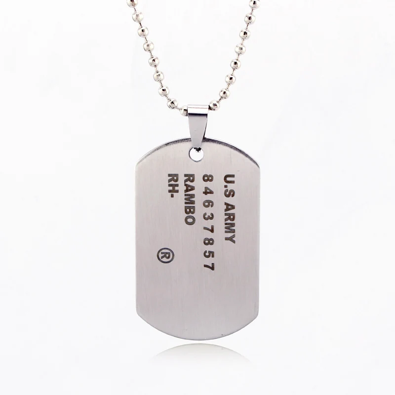 

GEOMEE 1Pcs Custom Engraved Dog Tag Badge Name Military Army ID Medic Pendant with Beads Chain Stainless Steel Necklace Men