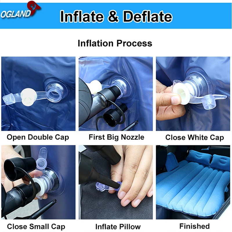  OGLAND Car Air Inflatable Travel Mattress Bed for Car Back Seat Mattress Multifunctional Sofa Pillo