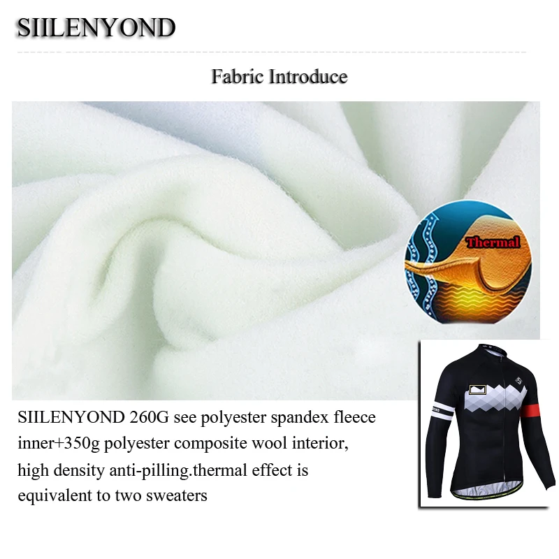 Siilenyond Winter Thermal Fleece Cycling Jersey Set Bicycle Wear Bike Cycling Clothing Maillot Ciclismo Invierno Cycling Set