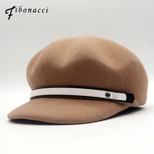 Фибоначчи шерсть фетр Конный рыцарь шляпа для женщин кепки Мода Стразы восьмиугольная вогнутая выпуклая фетровая шляпа