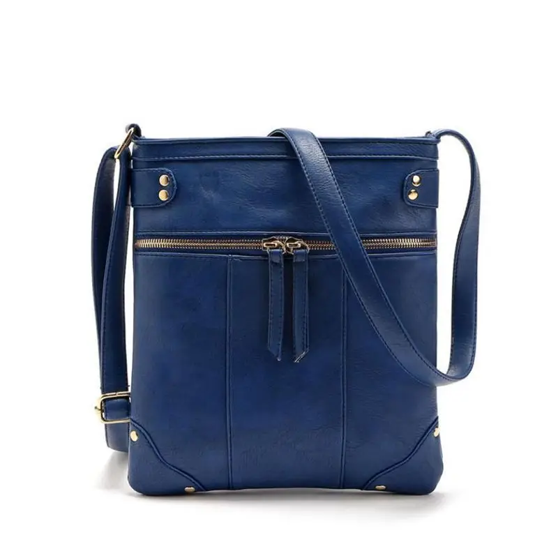 New sale bags for women vintage messenger bag double zipper PU leather handbag cross body bag casua - 32829068599