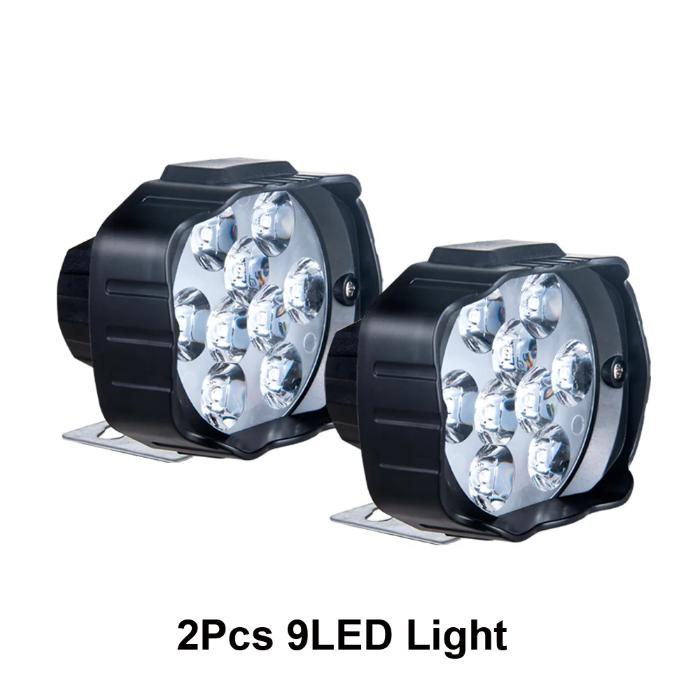 2Pcs 9Led Мотоциклетный головной светильник для скутера, противотуманный Точечный светильник светодиодный Мотоцикл ATV 12 В 6500 К, мото рабочий Точечный светильник, фара белая DRL для автомобиля - Цвет: 2Pcs 9Led