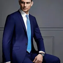 Горячее предложение Королевский синий жених v-образный вырез, петличный смокинг Slim Fit Свадебное платье Выпускной праздничный костюм(куртка+ брюки+ галстук