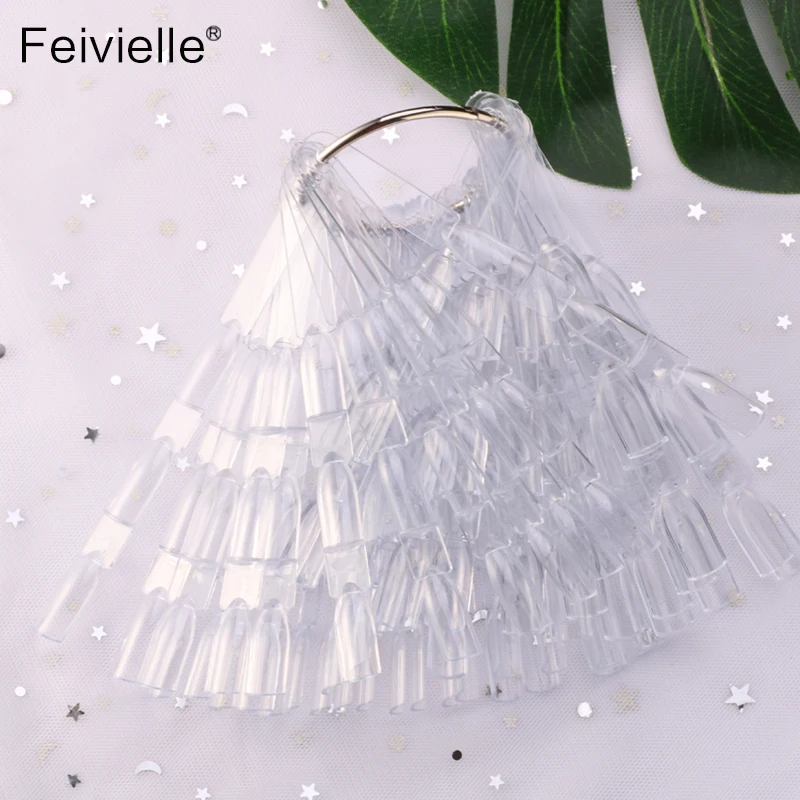

Feivielle 150 Tips/Set 3 Knots Nail Display Chart Clear Color Fan-Shaped Practice Nail Showing Shelf Display For Nail Art Tools
