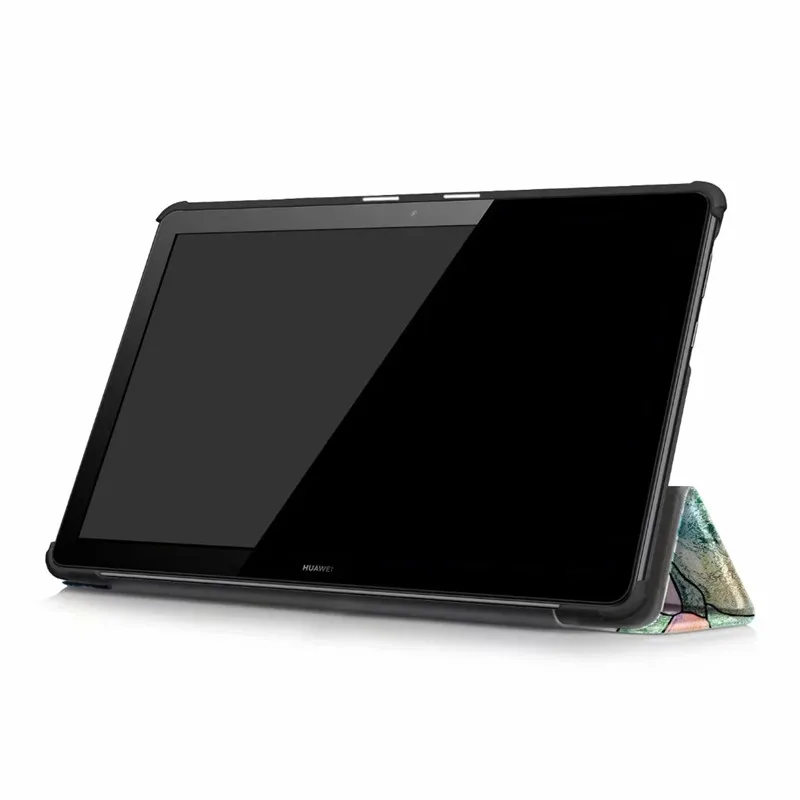 Магнитный кожаный чехол-подставка с принтом для huawei MediaPad T5 10 AGS2-W09 AGS-L09 Honor Pad 5 10,1 дюймов, чехол для планшета+ пленка+ ручка