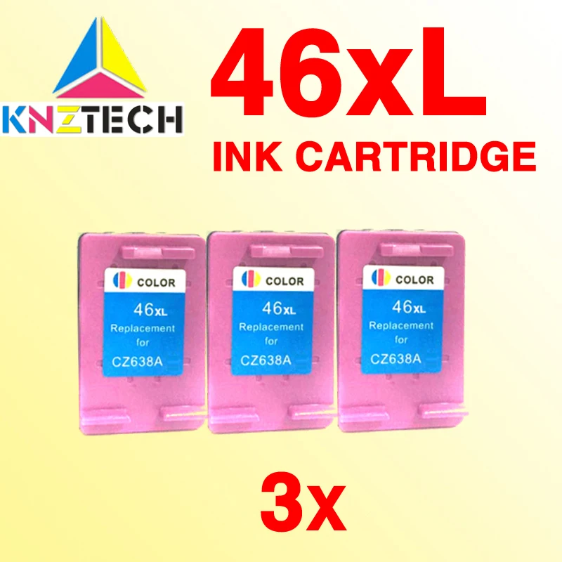 

3x Color ink cartridge compatible for 46 DeskJet 2020hc 2025hc 2520hc 2029 2529 4729 printer