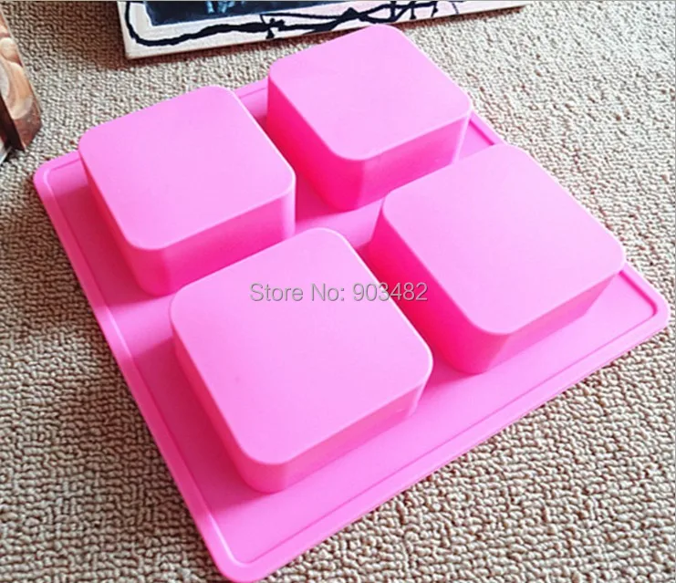 

4 Cavity Square Silicone Mold for DIY Chocolate Jelly Candy Pudding Cookie Baking Tools Ice Tray Soap mold