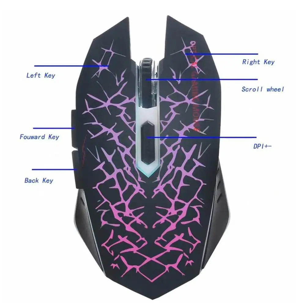 2,4G беспроводная мышь с цветными бликами, оптическая эргономичная игровая мышь 2400 dpi, товары для дома и офиса