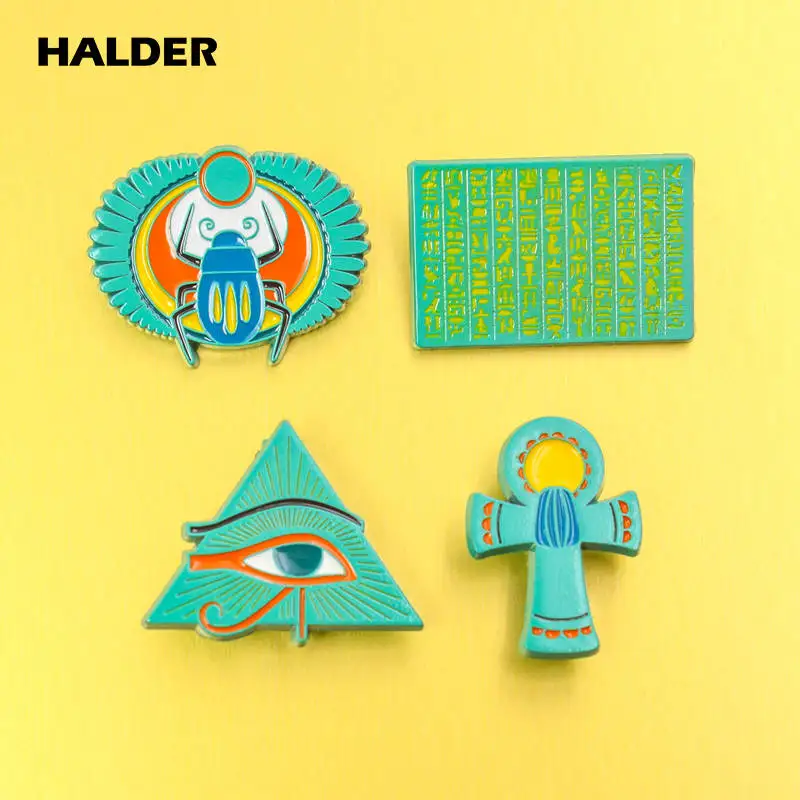 BR0080 halder Egypt Triangles pyramid Epitaph Scarab eye Металлический Нагрудный значок покрытый эмалью значок амулет древние Броши Египетские украшения