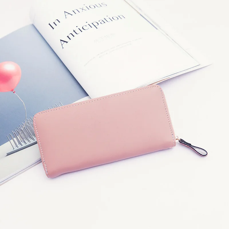 لون الحلوى أزياء النساء المحفظة طويلة خليط بو الجلود المرأة بطاقة حامل محفظة سستة تصميم الإناث Walet مخلب حقيبة