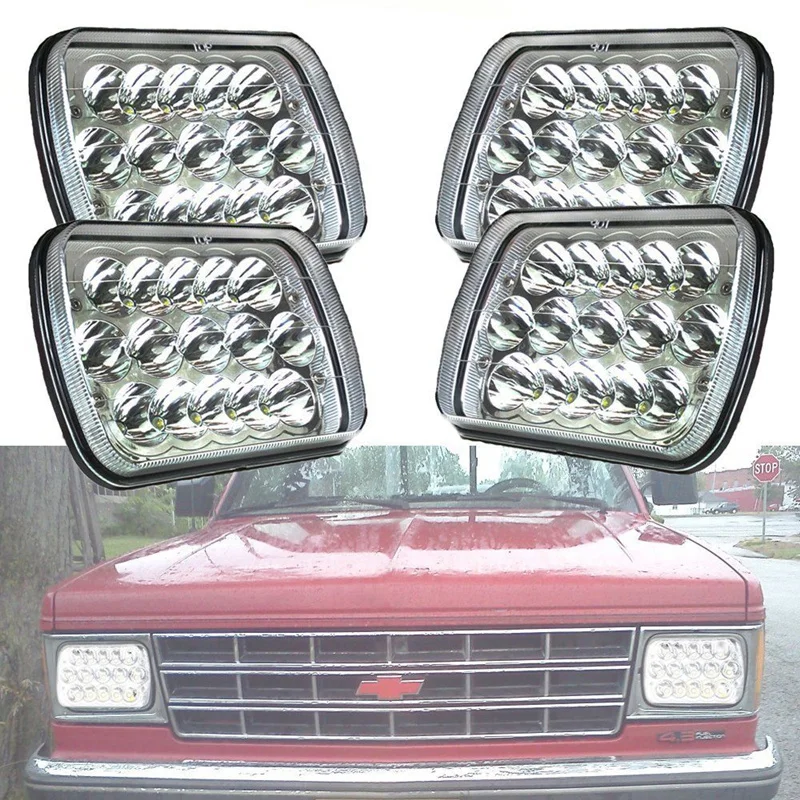 4PCS 7X6 Inch LED Headlight Bulb Sealed Beam 5X7 GM Ford Van Jeep XJ YJ 45W