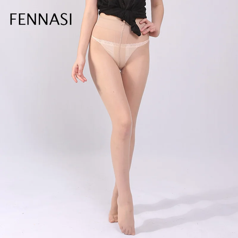 FENNASI, сексуальные прозрачные колготки с Т-образным шаговым швом, женские чулки, дамское нижнее белье, колготки, тонкие черные колготки с высокой талией, женские эротические колготки