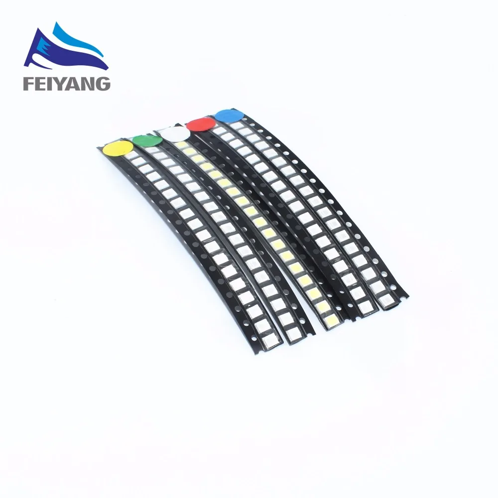 

500PCS/LOT 2835 SMD White Red Blue Green Yellow 100pcs each Super Bright 2835 3528 SMD LED Diodes Package Kit