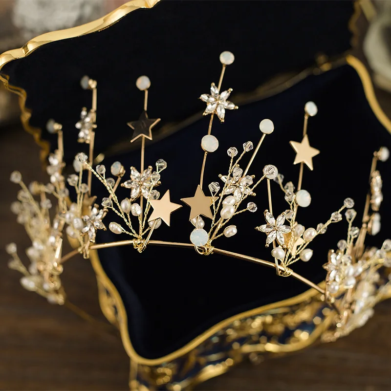 Свадебные диадемы ручной работы в стиле барокко с золотыми кристаллами для невесты и подружки невесты, аксессуары для волос