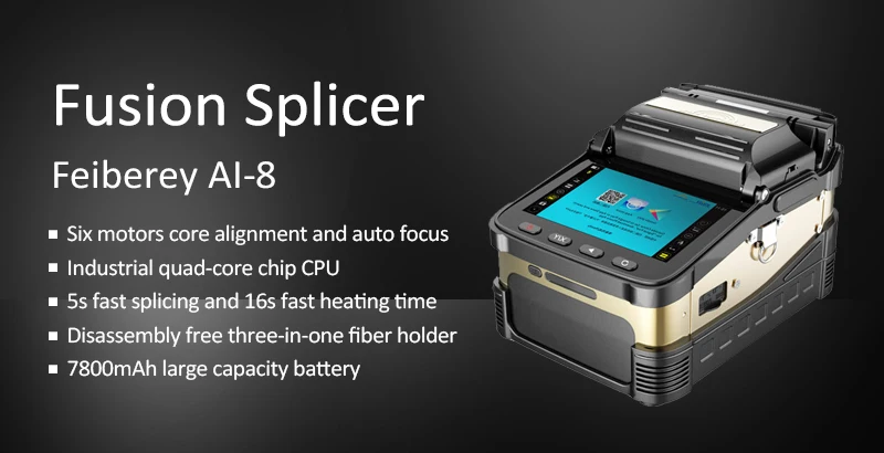 AI-8 Épisseuse de Fusion Optique de Fibre 5 Pouces Ecran Couleur TFT AI-8 Épisseuse de Fusion Optique de Fibre 5 Pouces Ecran Couleur TFT
