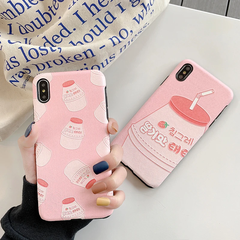 

Silk texture Phone Cases for Huawei P20 Mate20 Pro Lite Strawberry milk matte case For Huawei Nova 3 4 3e Honor 10 back funda