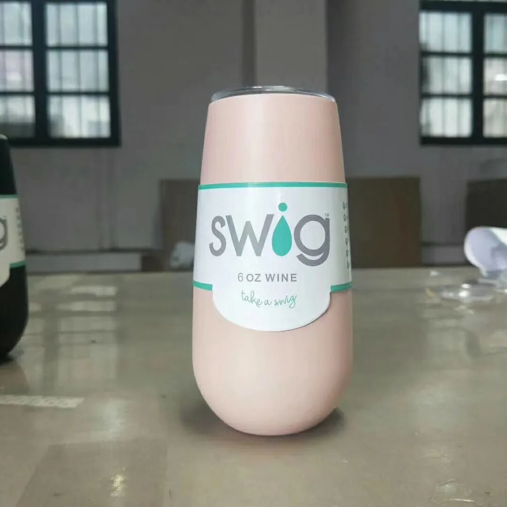 Stemless Swig винные чашки 6 унций стакан чашка из нержавеющей стали для шампанского термос Termo Vaso a o Inox - Цвет: Pink Swig 6oz