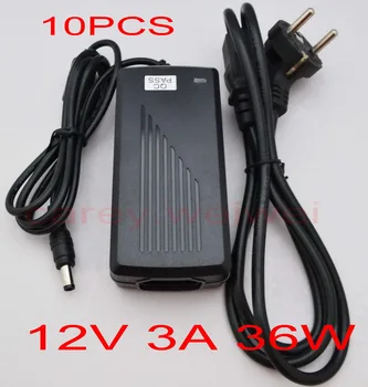 

High quality 10PCS 12V 3A 36W Led Power Adapter for LED Light or LCD Monitor(5.5*2.1 or 5.5*2.5 )US,EU,AU, UK,Plug+AC cable