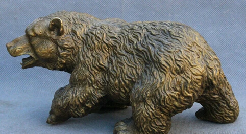 

B0602 8" China Chinese Fengshui Bronze Copper Animals Ursus Bear Statue Sculpture