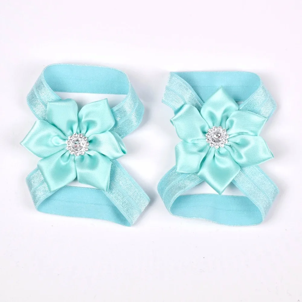 Baby Barefoot Sandals with Ribbon Flower Newborn Sandals Baptism Shoes Baby Girl Shoe Photo Props Birthday Shoes Newborn to 2T