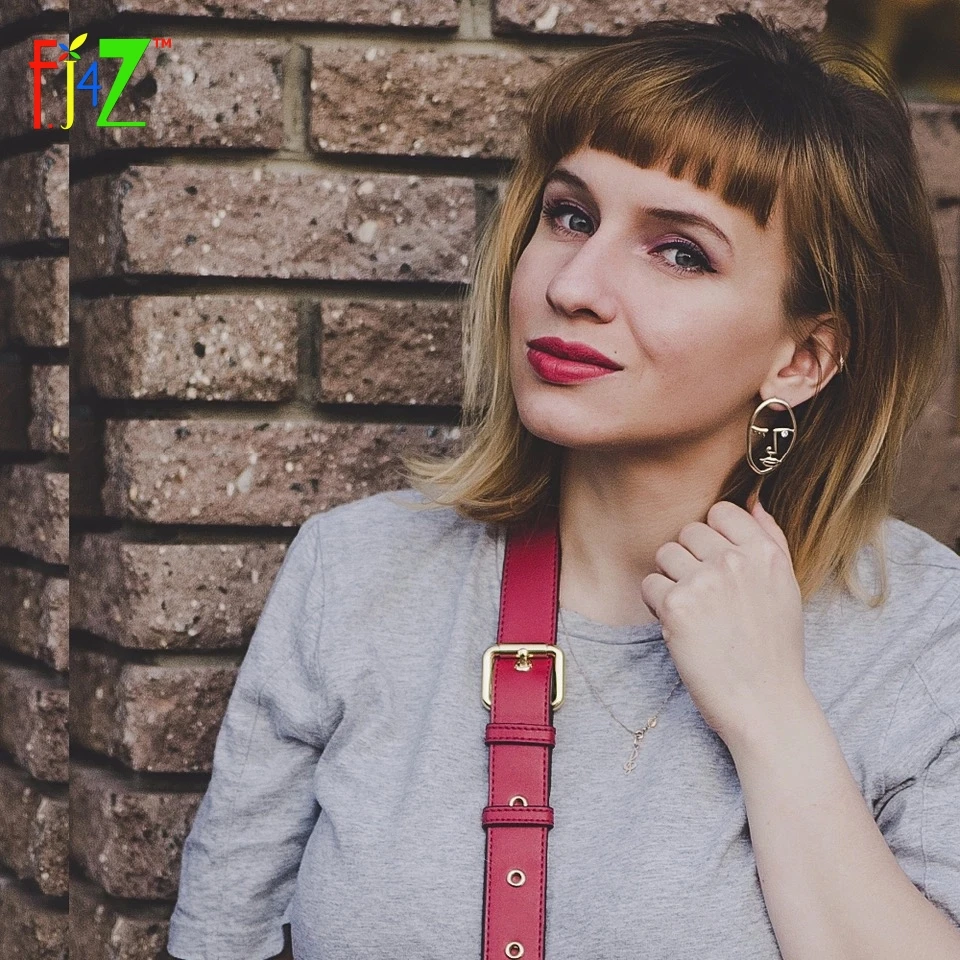 F.J4Z Новые Женские Серьги Модные Простые С Выемками Сплав Женское Лицо Голова