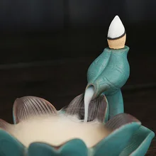 Светодиодная горелка для благовоний в виде лотоса водопад обратного потока медитация Йога ладан держатель керамический дым обратного потока ароматерапия печь