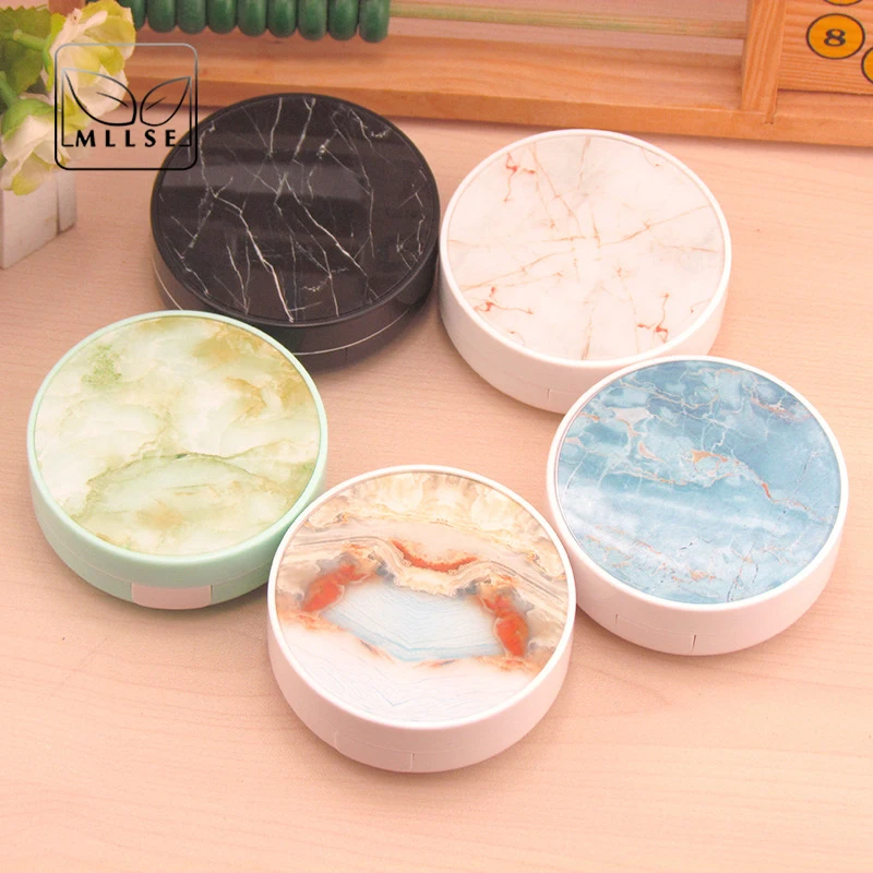 

MLLSE New Brand Contact Lens Case Women Men Personality Receiving Box Stylish Marble Stripes Unisex Portable Pupil Boxes