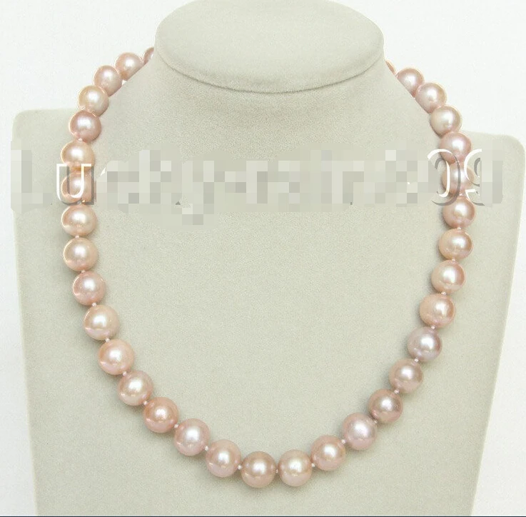

FREE SHIPPING Genuine natural 17" 12mm purple round freshwater pearls necklace E9148 (A0502)