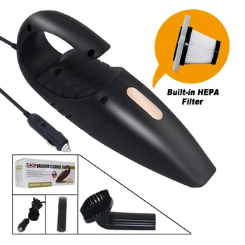 HF999 12V 120W High-Powered Car Vacuum Cleaner with HEPA Filter for Dry & Wet Cleaning