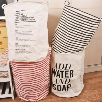 

19" x 15" White Cotton Fabric Folding Laundry Basket Hamper Clothes Organizer Storage Bin Bag 2pcs/lot DEC274