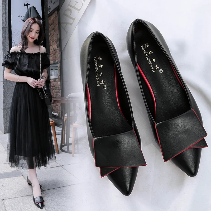 

black/red/white leather flat shoes woman pointed toe leather ruffles flats elegant ladies ol shoes slip on loafers moccasin y763