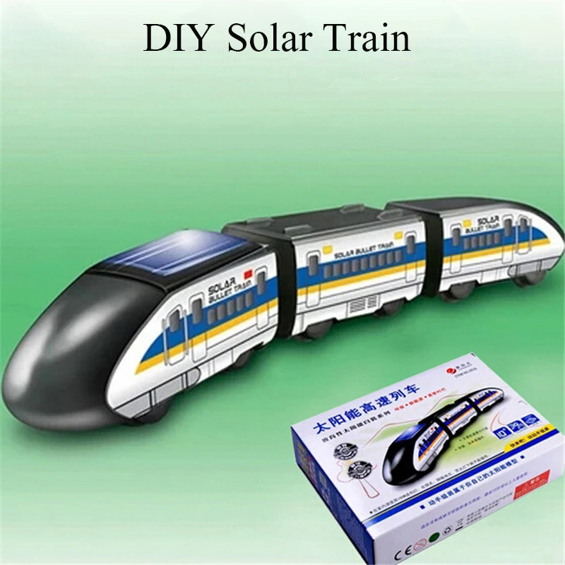 Creative DIY Solar Power Toy Train Solar Toy for Kids Children