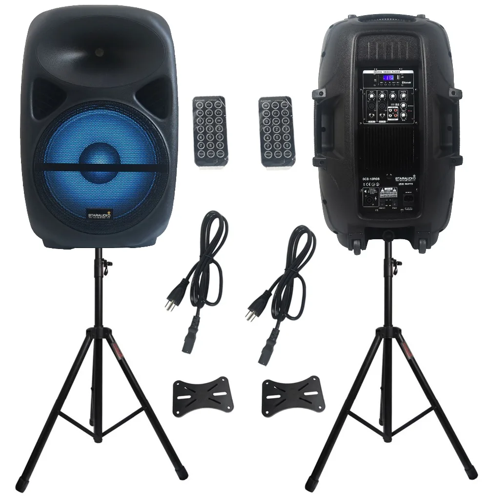 STARAUDIO Pair 15 Inch 2500W PA Powered DJ Speakers Audio Karaoke Stage