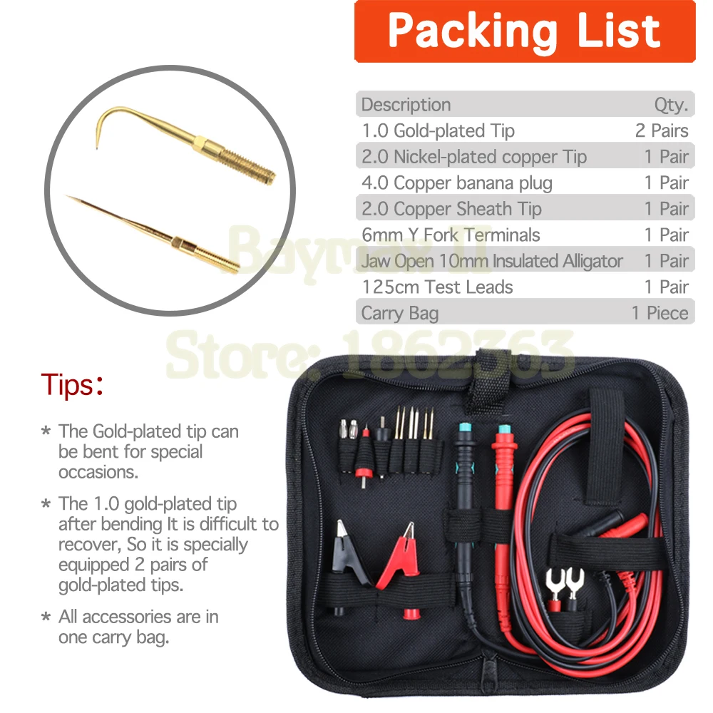 

Protable Digital Multimeter Multi-function Test Leads with Replaceable Probes and Alligator Clips