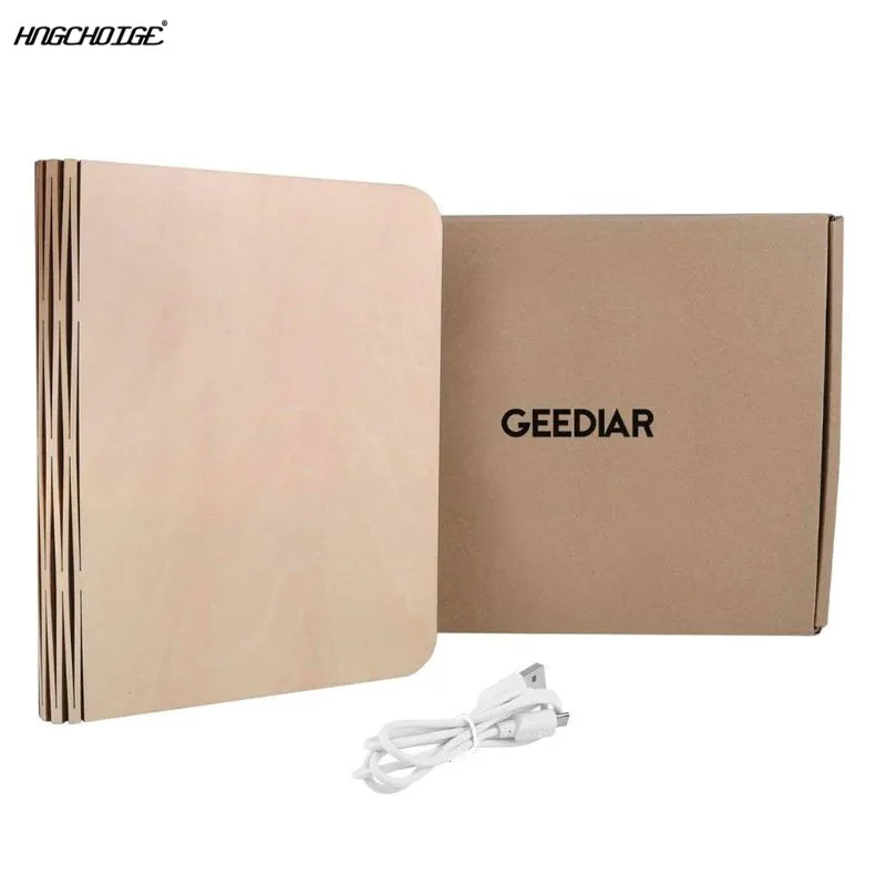 

Book Shape Night Light Wood Paper Craft USB Rechargeable Room Desktop Sleeping Lamp Table Ornament Home Accessories