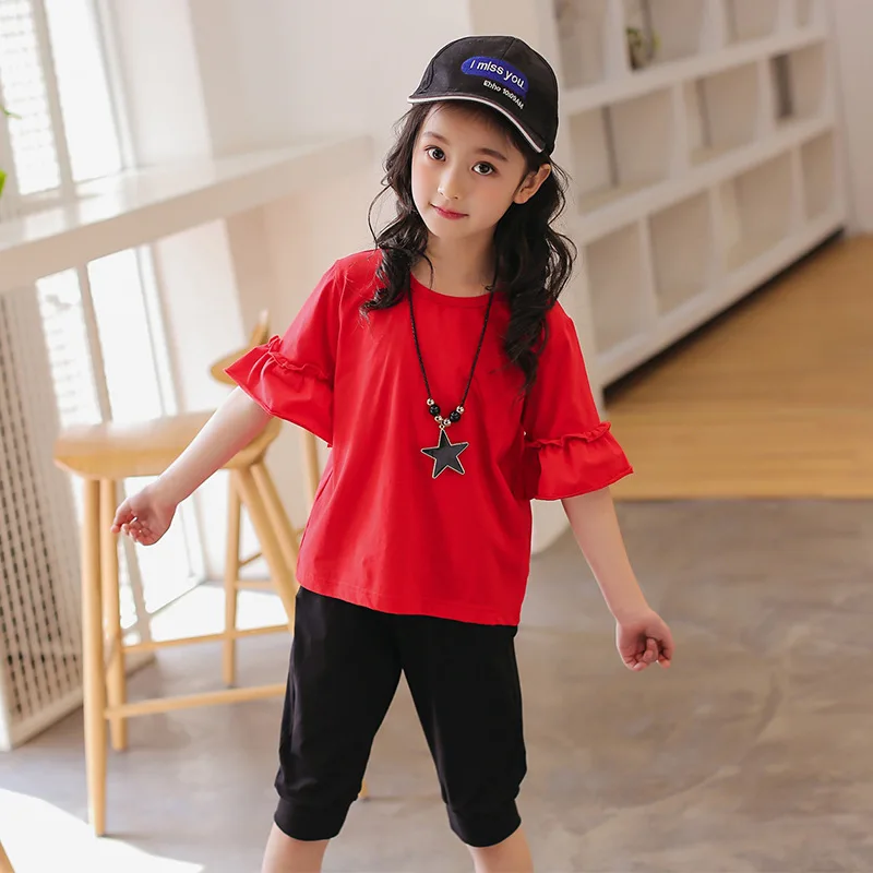 

Girls clothing set Kids clothes 2019 Summer sets Girls suit Tshirts+Pants Casual Girl set Age for 4-12y Ropa nina Girls outfits