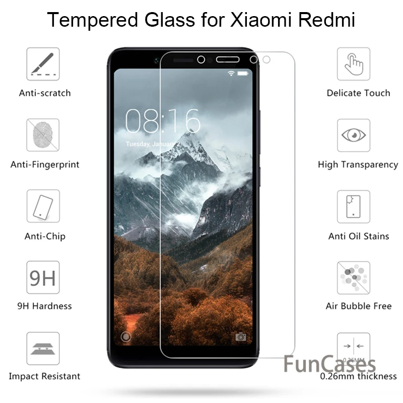 

9H HD Tempered Glass for Xiaomi Mi A2 Lite Mi A1 Screen Film Glass on Redmi Note 4 4X 5A Prime Y1 Lite Glass for Note 5 Pro AI