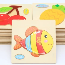 10 шт./лот деревянные детские игрушки милый мультфильм головоломка игрушки для малышей Дети дошкольного возраста стереоскопическая Головоломка Развивающие игрушки для детей