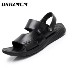 DXKZMCM Мужская обувь из натуральной кожи новые летние мужские сандалии модные пляжные шлепанцы