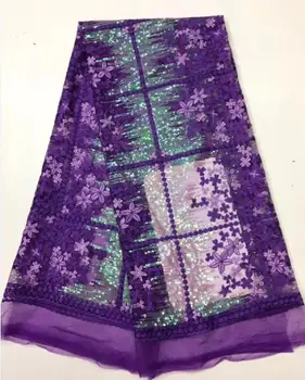 

Cyndi-8828 Hot selling african sequins lace fabric tessel fringel embroidered tulle mesh lace fabric