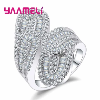 

Brand 925 Fashion Style Silver Women Wide Ring Decorated With Crystal AAAAA Shiny Cubic Zircon For Party